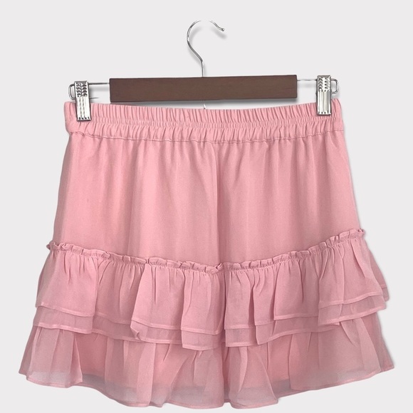 𝅺NEW WITH TAG‎ GENERATION LOVE AUDRINA RUFFLE MINI SILK SKIRT - Picture 1 of 8